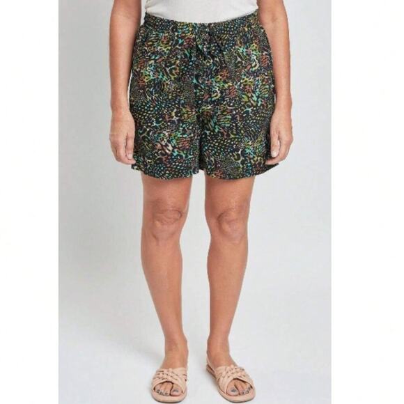 Royalty for Me XL Pull On Shorts Pockets Rayon Multi Animal Print Green Brown - Picture 1 of 9